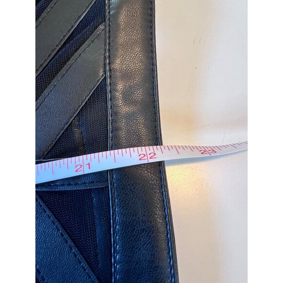 New! Black Sheer Stripe Mesh Vegan Leather Zip Jacket Colleen Lopez, Size Medium - Picture 10 of 10
